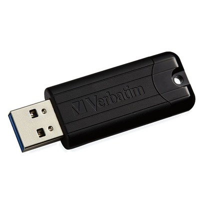 Verbatim 49319 128GB Store'n'Go Pinstripe USB 3.2 Gen 1 Flash Drive, Black