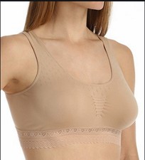 NWT Bali L Comfort Revolution Seamless Crop Top 103J Beige Lace 95184