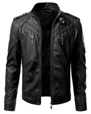 Men's Leather Jacket 100 Genuine Lambskin Black Biker Jacket