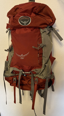 Wanderrucksack Trekkingrucksack Osprey Kestrel 58 Rot Gebraucht Inkl Regencape