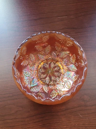 Very Pretty Marigold Fenton Carnival Glass Holly Rose Bowl
