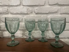 4 Libbey Glass Duratuff Gibraltar Spanish Green 12 oz Goblets