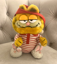 1981 VINTAGE Garfield 9" PAJAMAS with BUNNY SLIPPERS Plush Doll Toy - CUTE, RARE