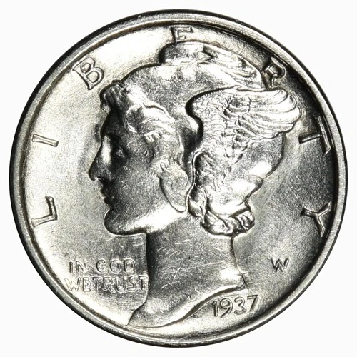 1937-S MERCURY DIME ~ BRIGHT WHITE GEM BU UNCIRCULATED!!