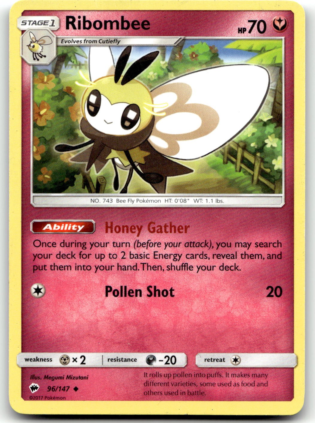 Ribombee 96/147 SM - Burning Shadows Uncommon Pokemon TCG MP