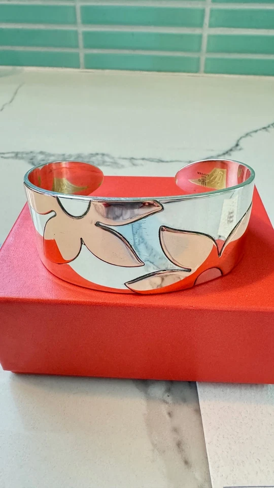 Brazalete James Avery Retirado Plata Esterlina y Cobre Flores Flotantes Raro Foto 2 de 4