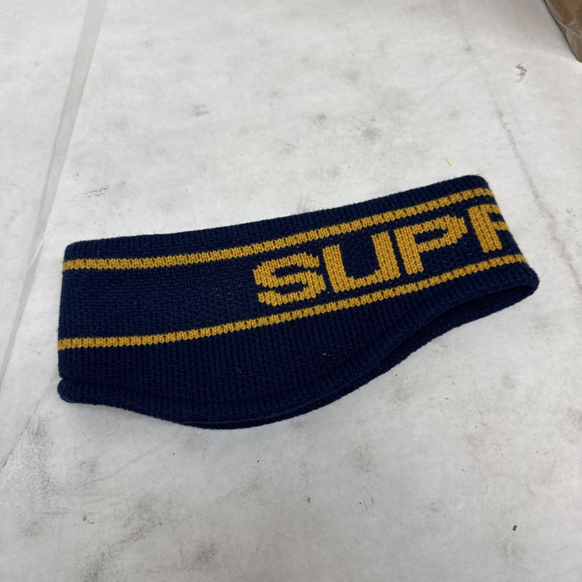 Supreme Contrast Logo Headband Navy | eBay