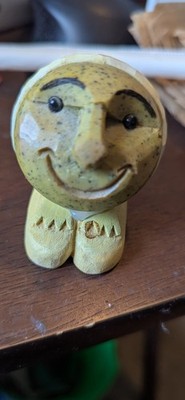 Carved Golf Ball Folk Art Figure Man Head Bob Myers 1997 Club Vintage 