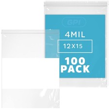 GPI - 12" x 15" - Bulk Pack of 100, 4 Mil Thick, Heavy Duty, x 15", White 