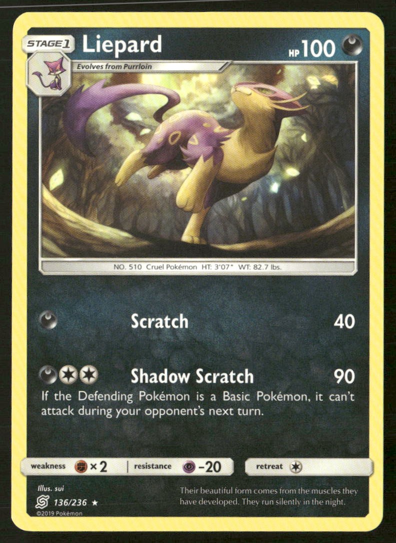 Liepard Unified Minds 136/236 Rare Pokemon Near Mint