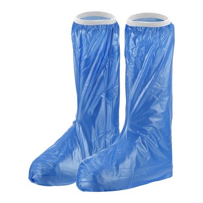 Waterproof Shoes Cover L PVC Overshoes Rain Galoshes with Zipper Blue