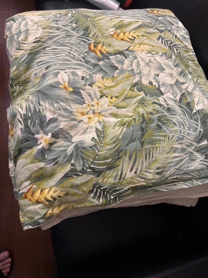 Tommy Bahama Green Palm Leaves KING Comforter 100% COTTON98"x114" - Image 2 of 4