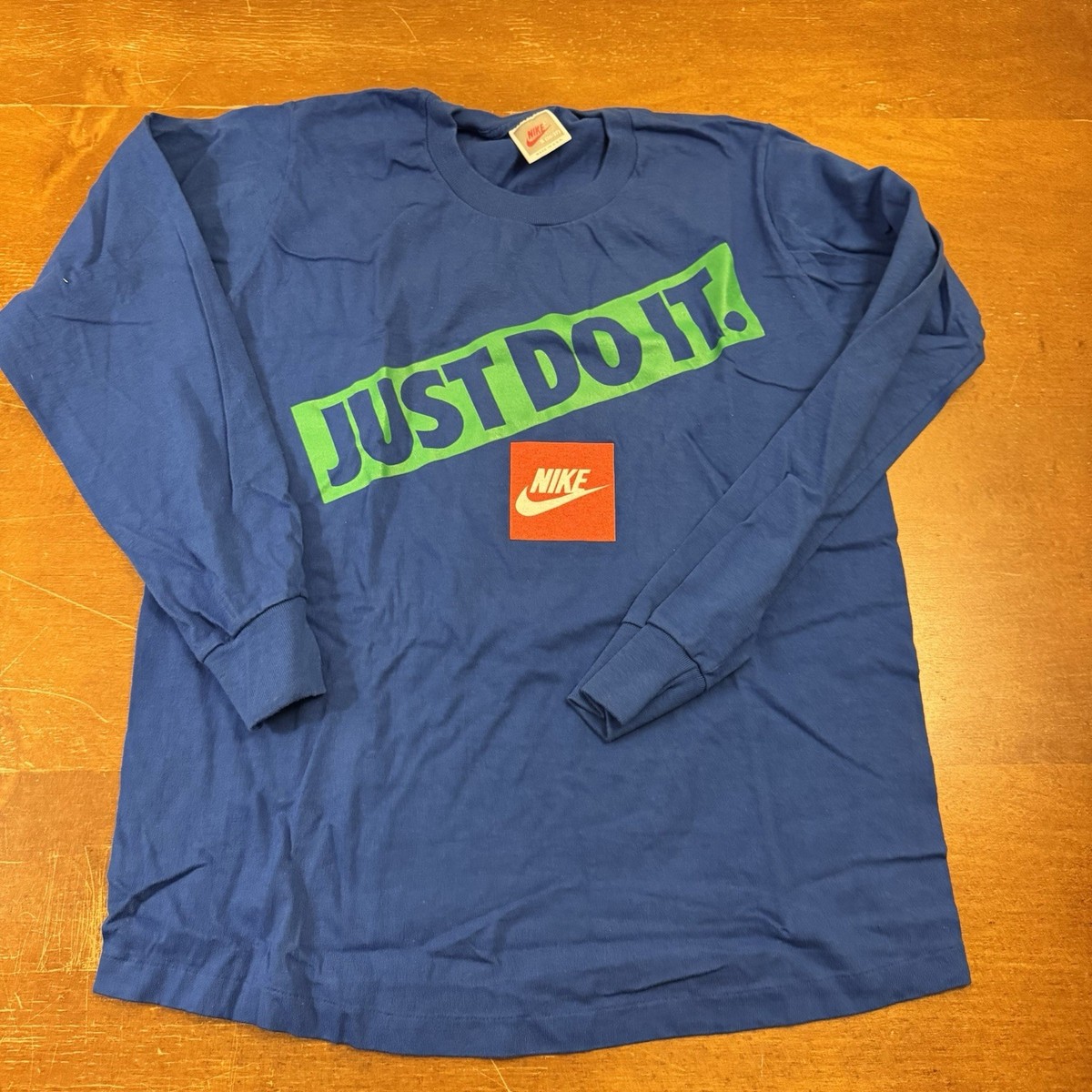Vintage Nike Shirt Mens Small Blue Just Do It Single Stitch Long 