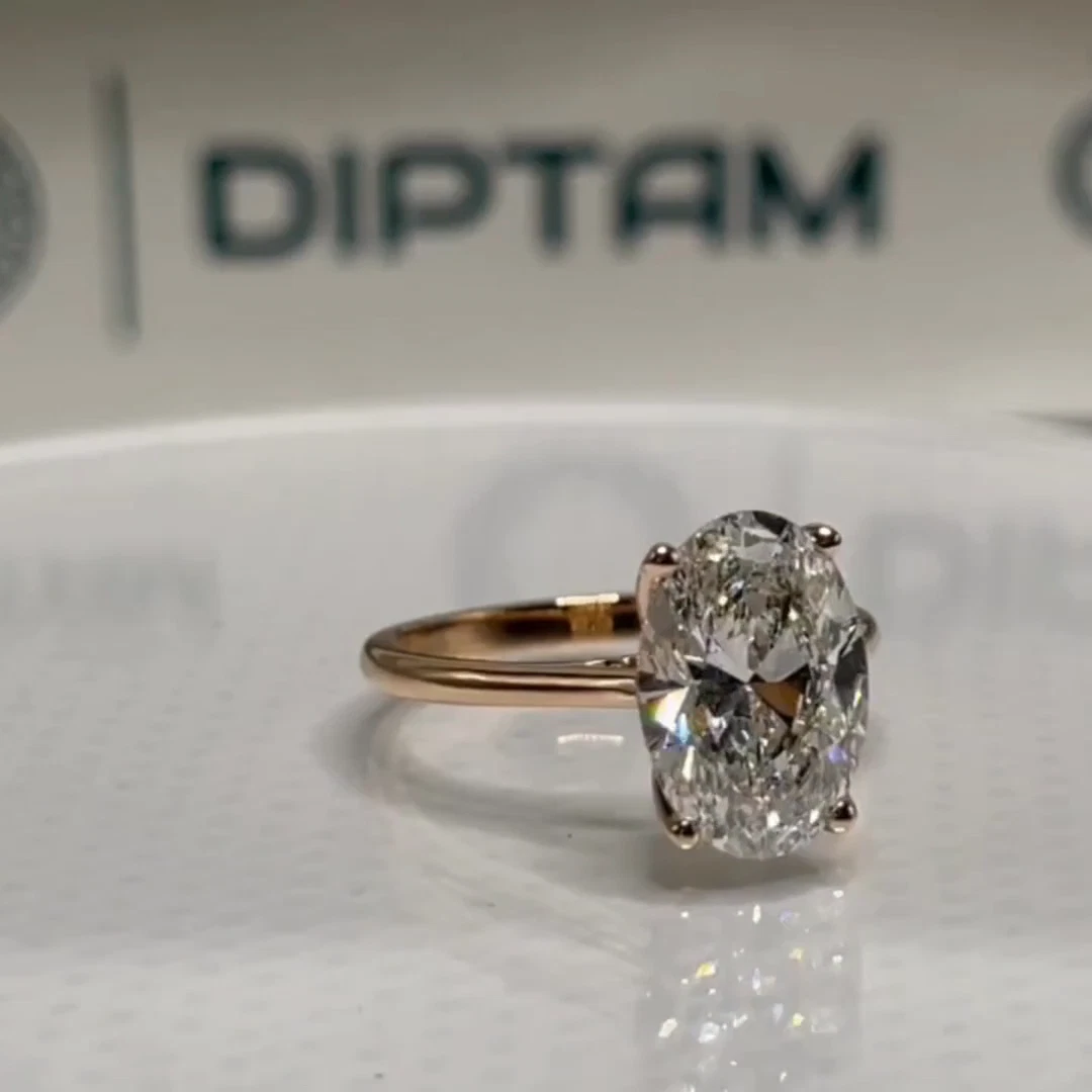 3.00 Ct F VS1 Oval Lab Grown Diamond Ring IGI Certified 14k Rose Gold image-2