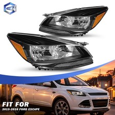 For 2013-2016 Ford Escape Suv Black Housing Headlights Leftright Headlamps Pair