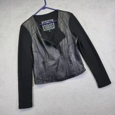 Blanc Noir Leather Jacket Womens L Black Moto Biker Grunge Elevated Minimalist