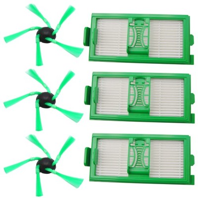 3 Seitenbürsten + 3 Mikrofilter Filter passend Vorwerk Saugroboter VR7 VR 7 RB7
