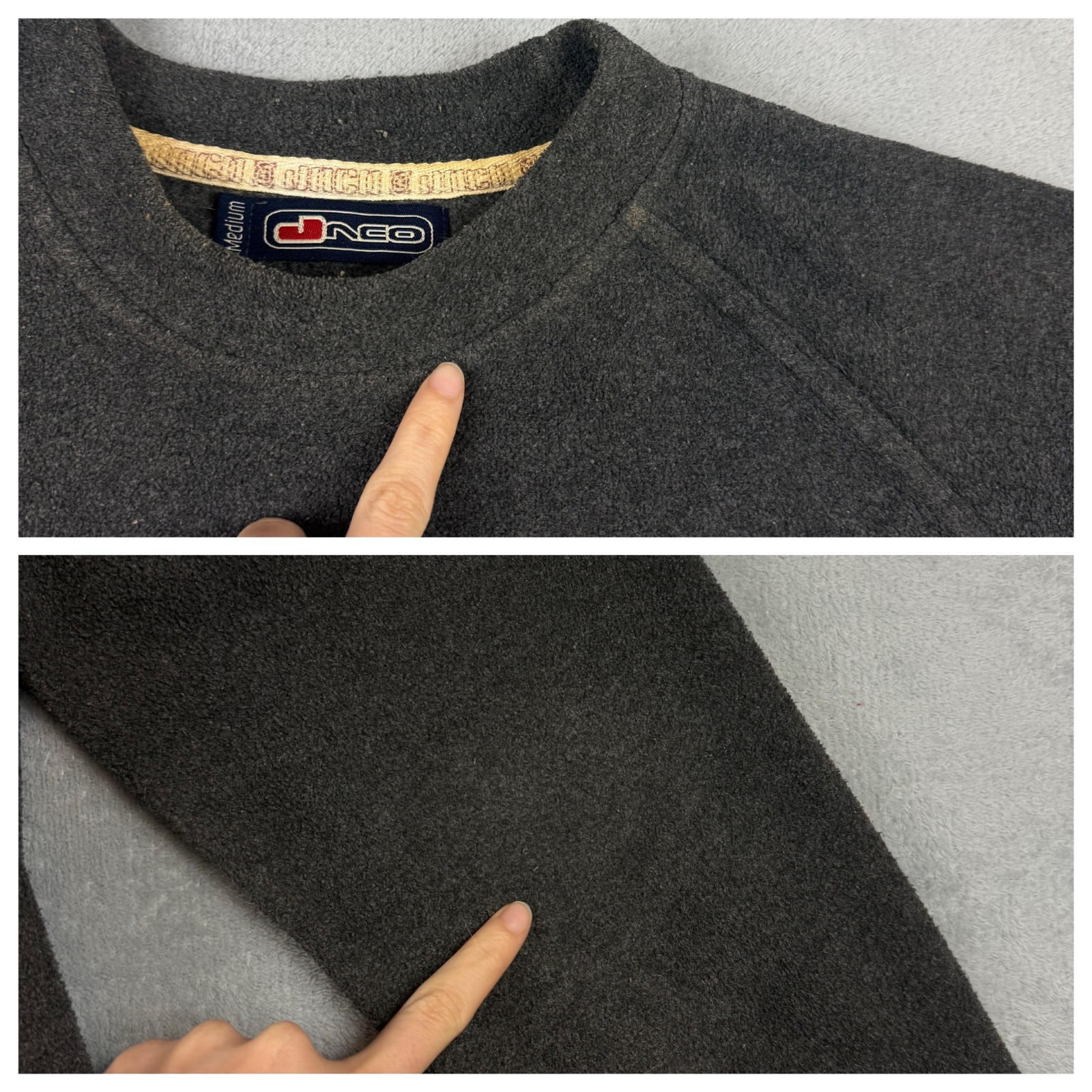 Women's Vintage JNCO 1985 Y2K Grey Fleece Spellout Medium Sweatshirt image 7