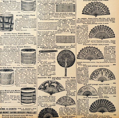 1901 Ladies Folding Hand Fans Reproduction Advertisement Sears Fashion DWV12A