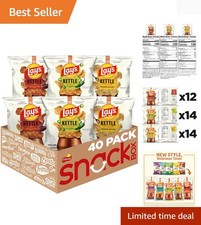 Lay's Kettle Cooked Potato Chips, Variety Pack, 0.85 Ounce Pack of 40