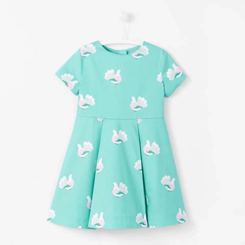 New Classic Jacadi Girl’s Turtle Dove Printed Dress Size 4A