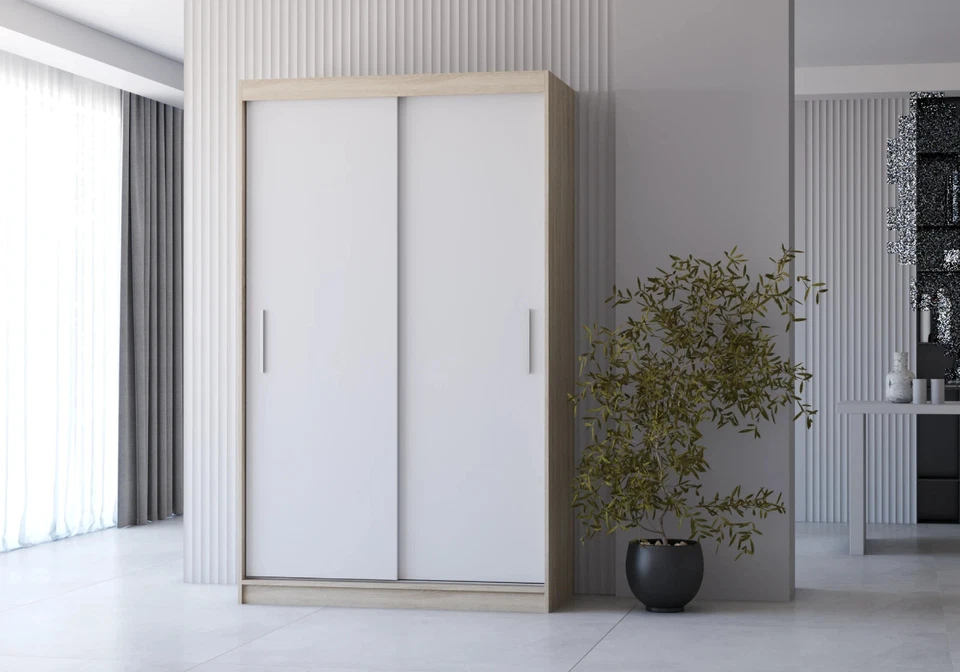 Schwebetürenschrank Kleiderschrank Mehrzweckschrank Schrank NEOMI 04- 120 cm - Bild 3 von 4