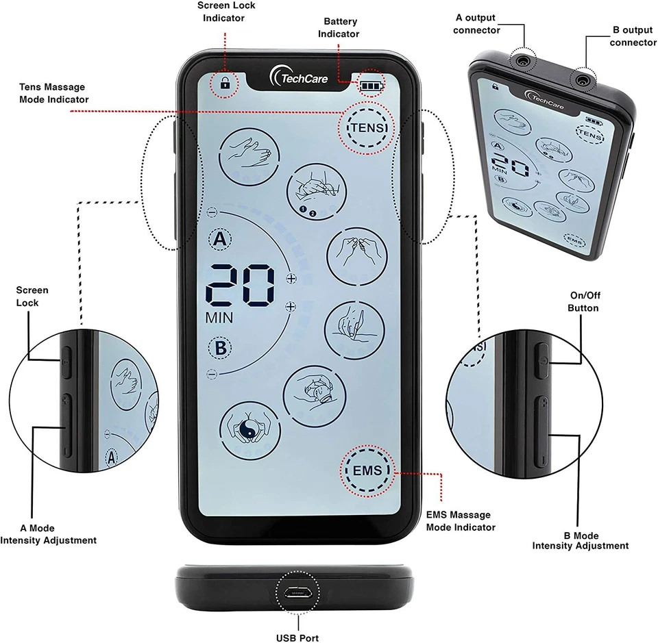 Tens Ems Portable Rechargeable Electrotherapy Machine Muscle Recovery Device - Image 3 of 4