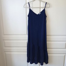Abound Women's Navy Evening V-Neck Tiered Ruffle Slip Dress Size M