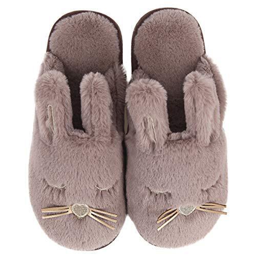 Bunny Slippers for Women Fuzzy Animal Memory Foam Indoor House 6-7 Grey - Afbeelding 2 van 8