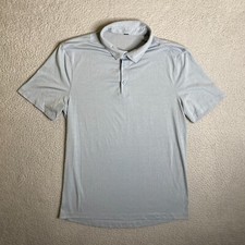 Lululemon Shirt Men Small Heathered Gray Polo Short Sleeve Stretch Casual Active