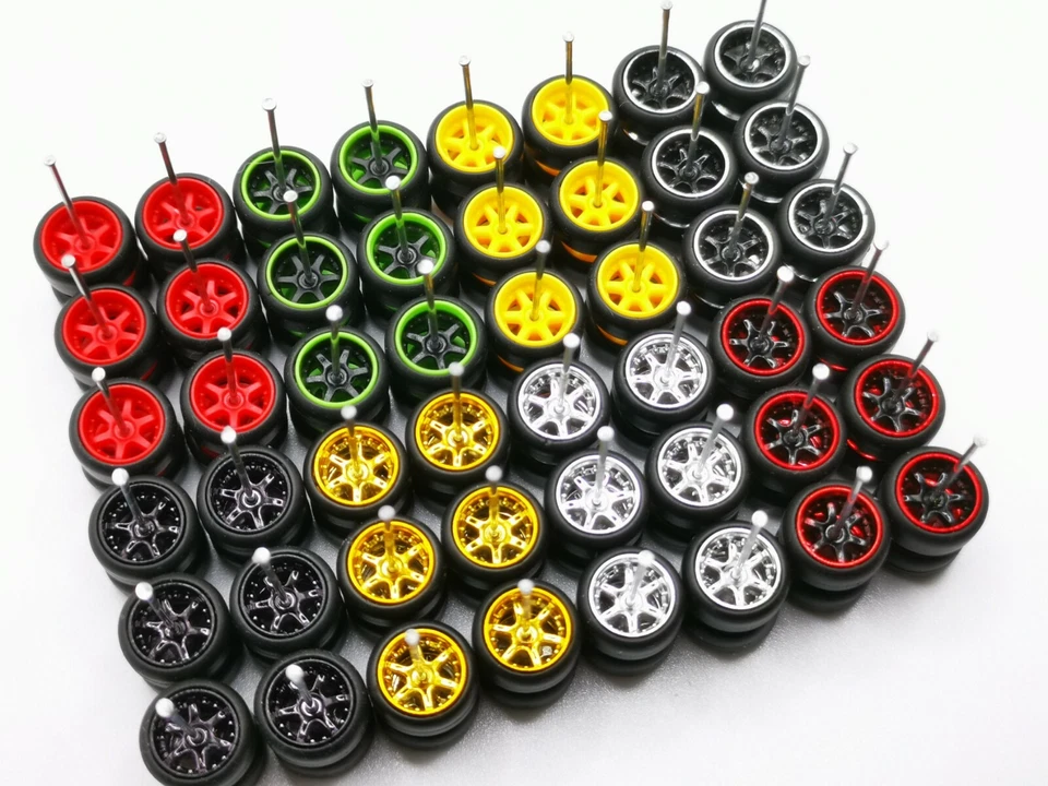 Hot Wheels 6 Speichen Gummireifen 24 Sets (8 Farben) MIX für JDM 1:64 - Bild 2 von 4