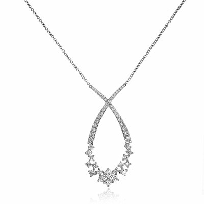 Gabriel Amavida 18k White Gold 1.36ctw Diamond Waterfall Necklace