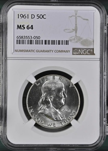1961 D Franklin Half Dollar NGC MS64 A8
