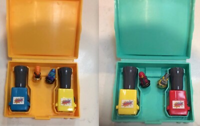 x2 Vintage Tomy 1987 Spinjas Kampfspiel Spielzeug - grün und gelb