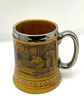 Vintage 1970 Lord Nelson Pottery Bocce Ball Mug Stein  with Silver FREE SHIPPING