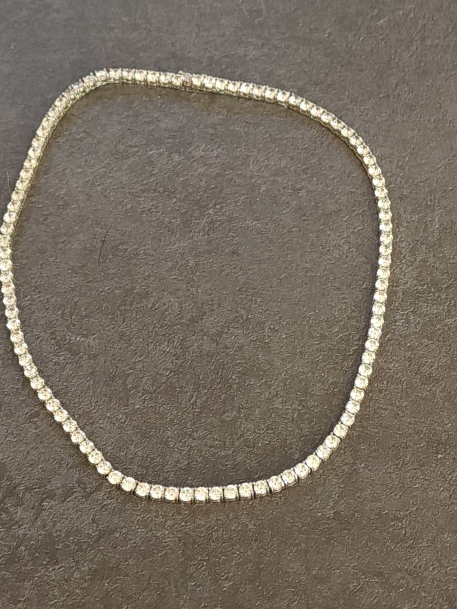 Rhinestone GM CN Necklace CZ White Stones Marked 17” Tennis Rhinestone GM CN Necklace CZ White Stones Marked 17” Tennis