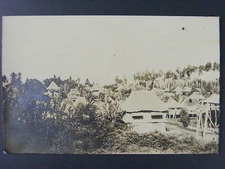 Philippines Islands Village Nipa Hut View Antique Real Photo Postcard RPPC c1915