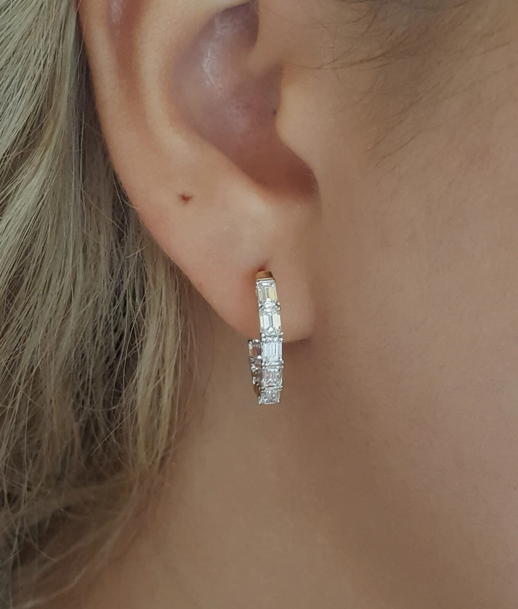 Emerald diamond cheap hoop earrings