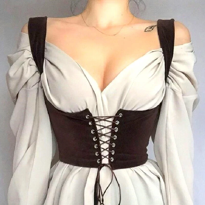 Women Velvet Corset Underbust Steampunk Gothic Corsets Top Vest