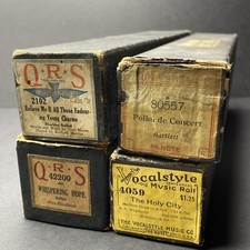 Lot Of 4 Worn/Damaged RARE Player Piano Rolls QRS Vocalstyle Aeolian Jazz/Waltz