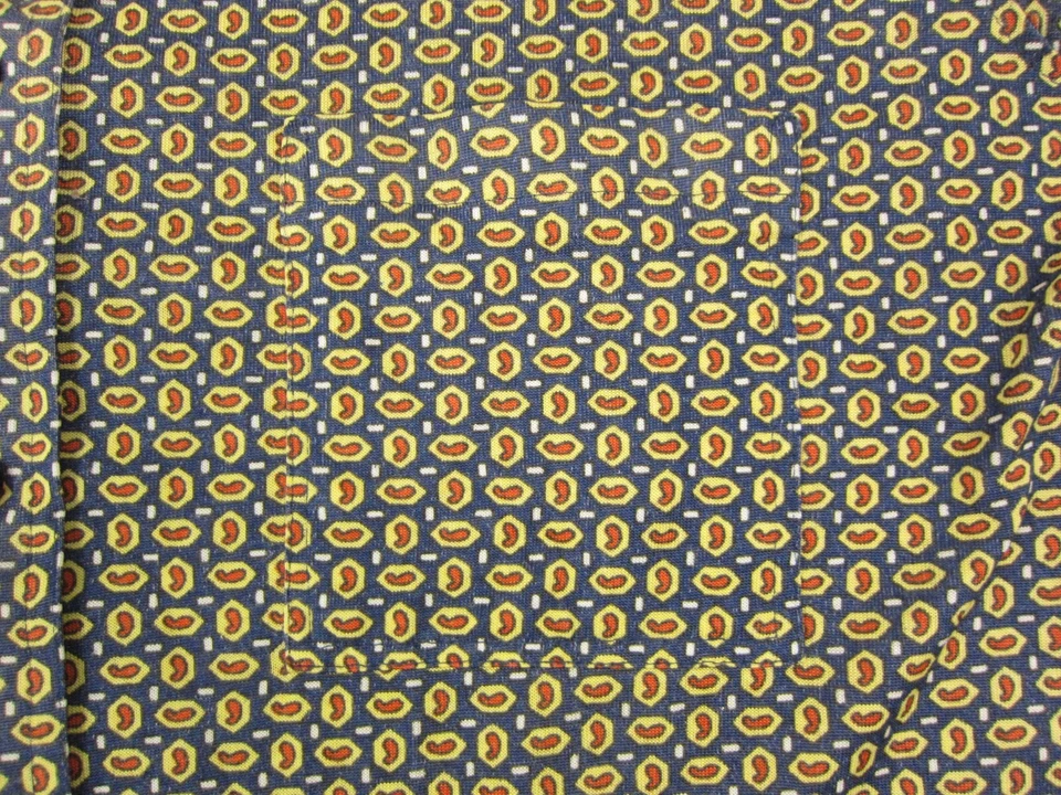 Vintage Sears Shirt Mens Large Blue Yellow Paisley 70s Big Collar Disco Poly - Image 4 of 4