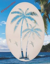 Palm Trees Left Leaning Static Cling Window Decal OVAL 15x23 Tropical Decor NEW