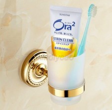 Luxury Gold Color Brass Wall Mounted Toothbrush Holder Single Cups Kba613