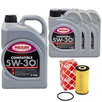 MotoröL Set Compatible 5W-30 Plus Meguin 8 Liter + ÖLfilter FüR Opel Movano B