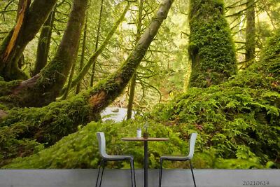 3D Green Forest Landscape Self-adhesive Removable Wallpaper Murals Wall ...