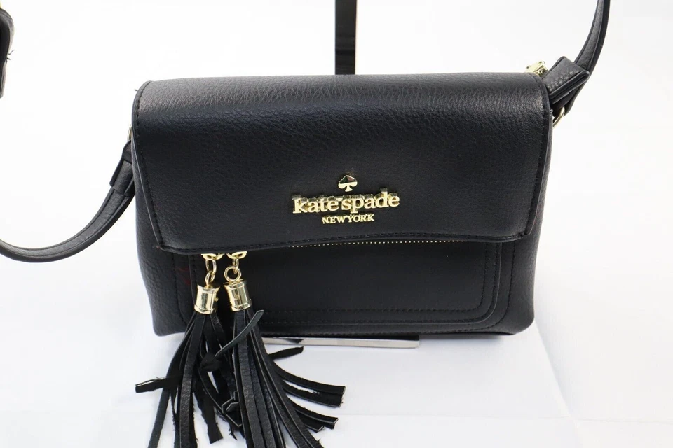 Bolsa satchel Kate Spade New York com zíper franja ombro tiracolo preta - Imagem 2 de 4
