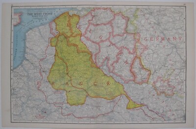 Original WW1 Map WESTERN FRONT Battle Lines Roads Railways Cities Towns