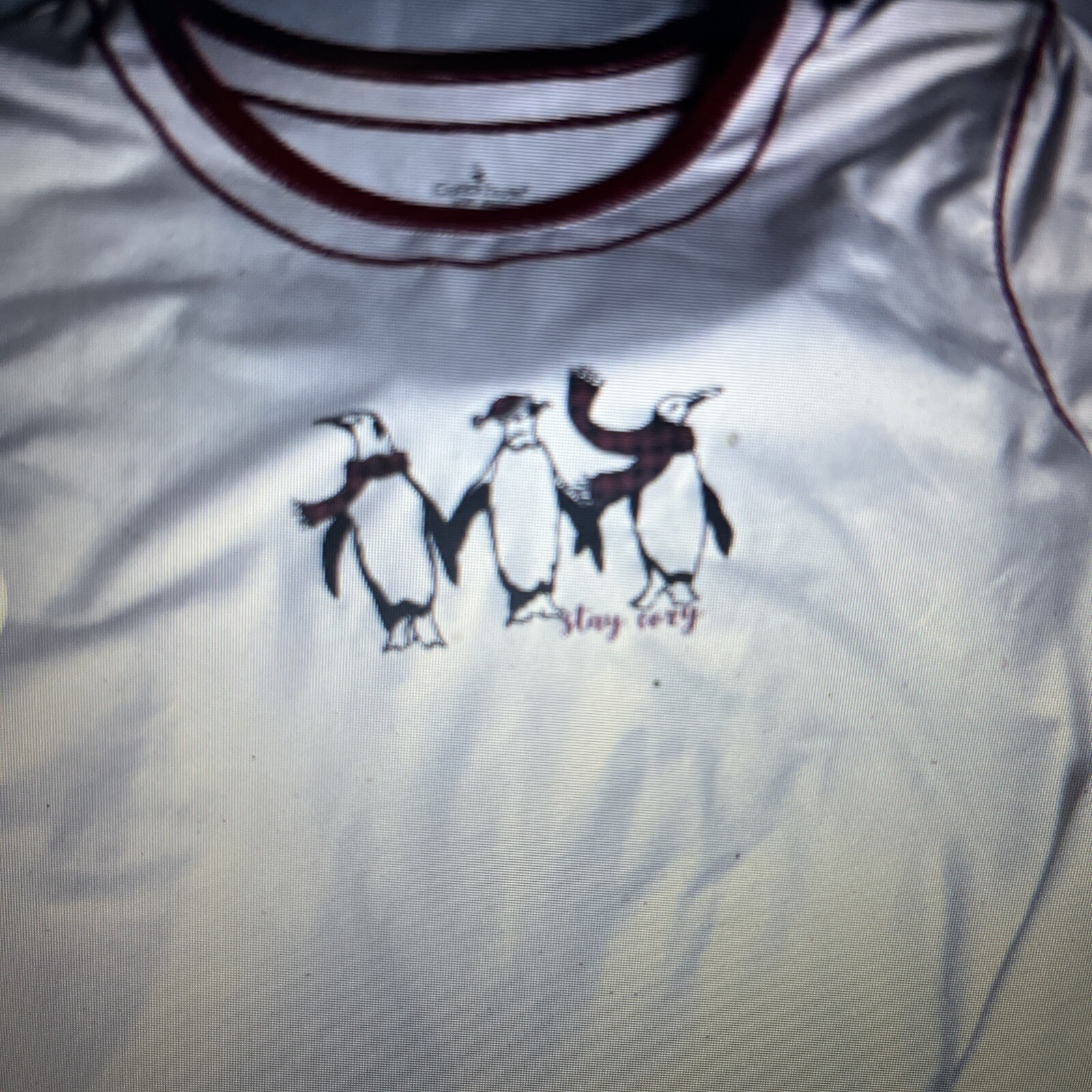 Cuddl Duds 3 Piece Pajamas Set Penguins Red and Black Plaid Socks Size