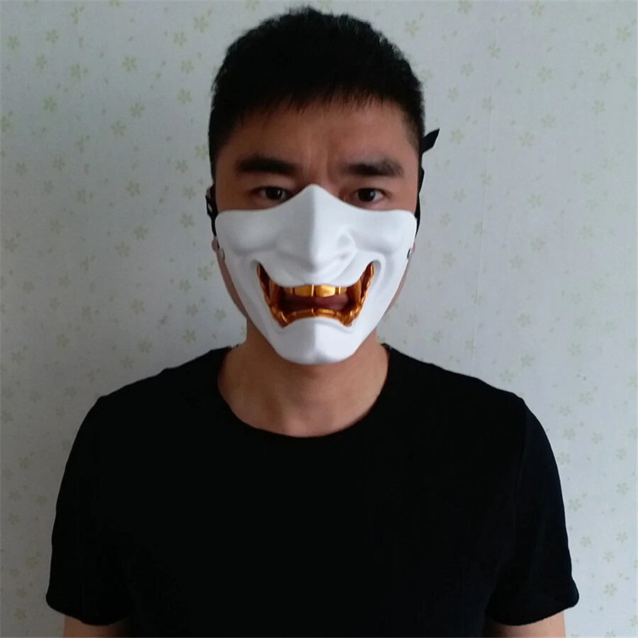 Japan Buddhist Evil Hannya Mask Resin Half Face Prajna Cosplay Costume Props Toy - Image 3 of 4