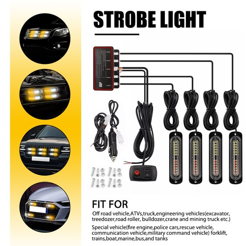 4 in 1 12LED Emergency Dash Strobe Lights Windshield Deck Warning Safety Lamps - Picture 16 of 21